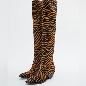 Zara Animal print leather boots
